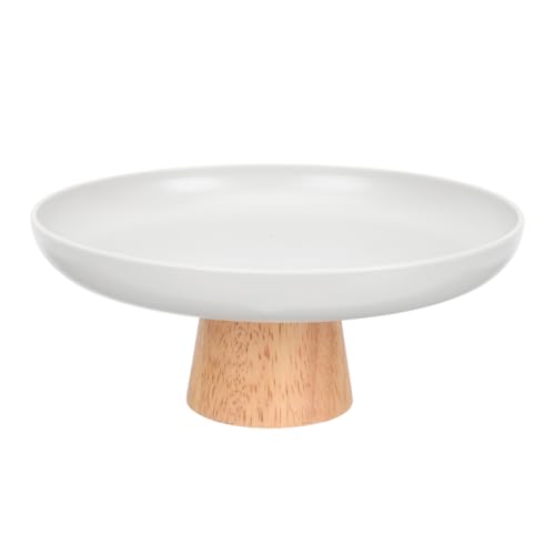Cabilock Wooden Dessert Stand 7.87 Inch Round Cake Pedestal with Footed Base Wood Cake Plate for Wedding Birthday Party Display and Serving