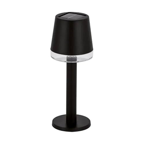 Well Home Lámpara de Mesa solar luces LED blanco cálido en color Negro Ø8x21cm