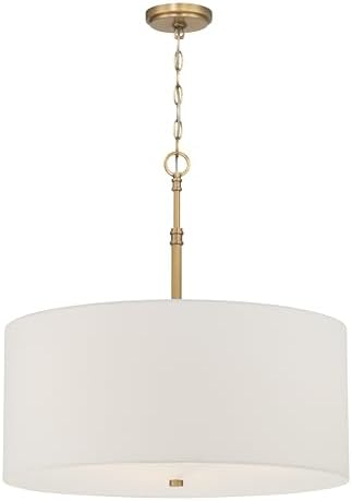 Minka-Lavery Molvene 24" 3-Light Pendant - Legacy Brass with White Linen (Bulb Not Included)