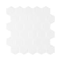 White Hexagon Peel and Stick Backsplash, Self Adhesive Bathroom Wall Tile Stickers, Honeycomb Stick on Backsplash for Kitchen (10 Sheets)