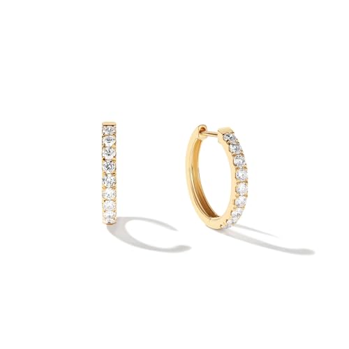 FANCIME Lab-Grown Diamant Creolen Huggies Ohrringe aus Solide 14 Karat 585 Gelb Gold Ohrringe Schmuck Geburtsstein Geschenk für Damen Mädchen Sie (0.7 ct, D-E Farbe, VS Clarity), Durchmesser: 15 mm