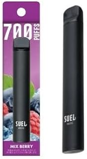 SUEL mini 電子タバコ 使い捨て VAPE 持ち運び シーシャ 水蒸気タバコ ベイプ 節煙 禁煙サポート ニコチンなし タールなし 正規品 (ミックスベリー)