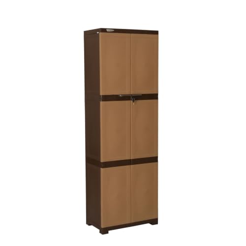 Image of Nilkamal Freedom Large (FML) Plastic Wardrobe for Storage| 3-Year Warranty|Clothes Organizer|Shelves|Cupboard|Almirah|for Home, Living Room, Bed Room|Adult & Kids| Sandy & Dark Brown