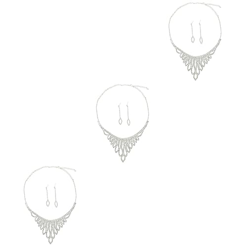 Juegos de joyería de novia Abaodam con pendientes y collar de cristales para bodas y fiestas