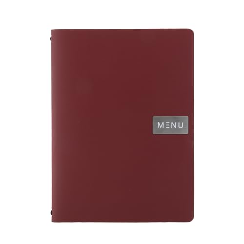 SECURIT - Porta Menu Royal Linea Leather - Per Caffè, Ristoranti, Bar - Ecopelle 100% Riciclata - Formato A4-1 Doppio Inserto Incluso - Colore Bordeaux
