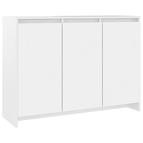 vidaXL Aparador Armario Auxiliar Lateral Alacena Sala de Estar Almacenaje Organizador Salón Dormitorio Mueble Madera Contrachapada Blanco 102x33x75 cm