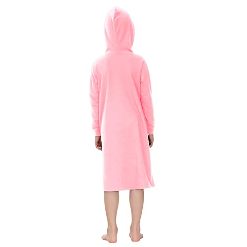 Ni𝐠htgowns Girls Zip Up Hoodies Ro𝐛es Soft Cotton Bathro𝐛e Long Sleeve Housecoat Loose Loung𝐞wear with Pockets3