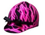 Couvre-casque équitation rose fluo de la marque Helmet Covers Etc