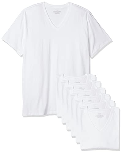Calvin Klein Men's Cotton Classics Multipack V Neck T-Shirts, White, M