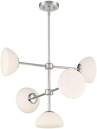 DESIGNERS FOUNTAIN Zio 5 Light Chandelier, 24 Inch Ceiling Fixture for Kitchen, Dining Room, Bedroom, and Living Room, Polished Nickel, D270H-5CH-PN