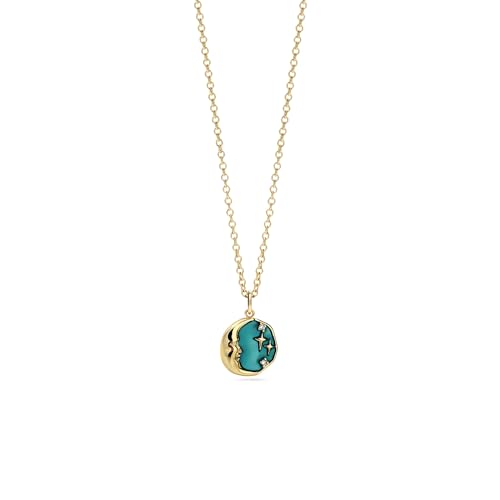 PERIMADE Blue Moon Star Pendant Necklace for Women, 925 Sterling Silver 18K Gold Plated Enamel & Cubic Zirconia Celestial Pendant, Birthday Best Friend Anniversary Jewelry Gift, Gold