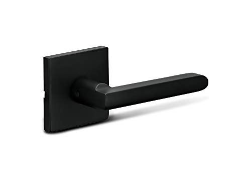 Berlin Modisch Dummy Lever Door Handle Pack Of 2 Slim Square Non-Turning Single Side Pull Only Lever Set [For Closet Or French Doors] Heavy Duty - Iron Iron Black Finish #TOP4