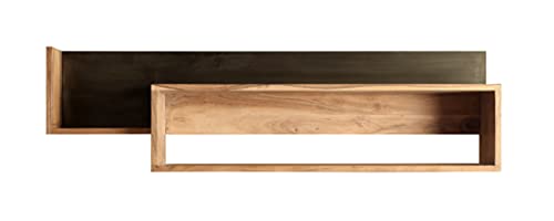 SAM Wandboard Sydney, Akazienholz massiv, stonefarben & lackiert, 2 teiliges Holzregal, 118x35x20 cm, pflegeleichtes Regal