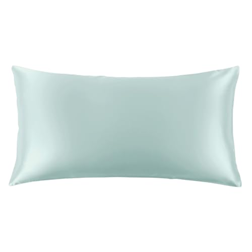 Image of THXSILK 100% Mulberry Silk Pillowcase for Hair and Skin, 22 Momme Grade 6A+ Mulberry Silk Pillow Case, Natural Silk Pillow Case Cover with Zipper, 1pc(California King Size 20 inchx40 inch, Light Blue)