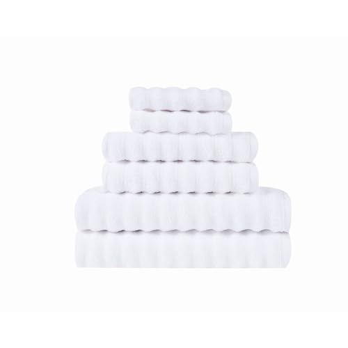 TRULY SOFT Zero Twist White Cotton 6-Piece 6 Piece Set Towel, Solid Color Themed, for Men and Women, Oeko-TEX Certified Confidence by TRULY SOFT - Used condition - US$15.84