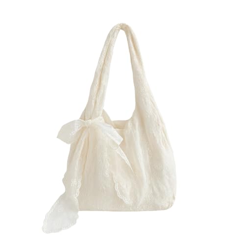 Bow Purse Lace Shoulder Bag Soft Bow Tote Bag Mini Cute Handbag Trendy Gifts for Women Travel Daily Use