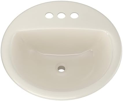 PROFLO PF194R Rockaway 19" Circular Vitreous China Drop In Bathroom Sink with Overflow and 3 Faucet Holes at 4" Centers - Biscuit