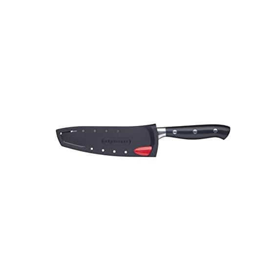 MasterClass Cuchillo Santoku, Cuchillo Santoku Autoafilable de Acero Inoxidable Edgekeeper, 12cm (5"), Envasado en Almeja, Negro