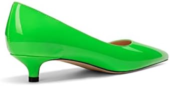 Tanaoen Women's Patent Stiletto Solid Low Heel Slip On Pointed Toe 1.5 Inch Pumps Shoes Green 8 | Image 4