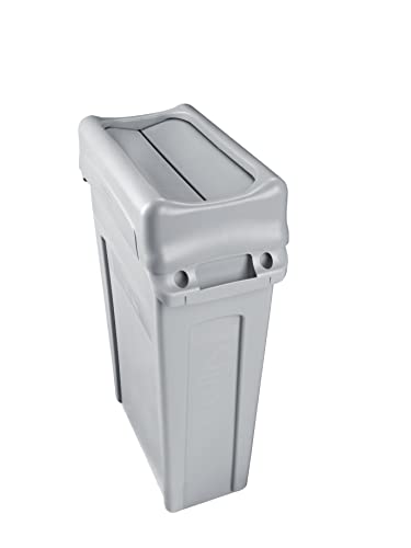 Rubbermaid Commercial Products Slim Jim Swing Lid Black FG267360BLA