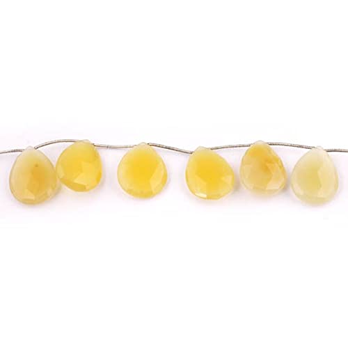 Perles Calcédoine Jaune facettées poire LKBEADS 25mm-27mm briolettes pour fil création bijoux SB2919