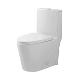 Fine Fixtures Dual-Flush Elongated One Piece Toilet Bowl - Soft Close Seat with High Efficiency Dual Flush in White…