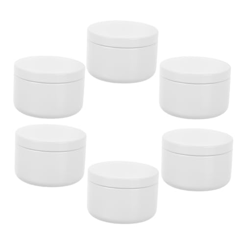 FRCOLOR 6pcs White Aluminum Candle Tins with Lids Sealed Containers for Candle Making Leakproof Design for Business Personal Use