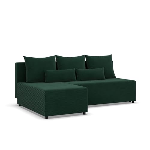 Mebligo Fermo - Ecksofa mit Schlaffunktion, Bettkastem, Komfort und Still, Universelle Seite, dunkelgrün (Poso 014) Mebligo Fermo - Ecksofa mit Schlaffunktion, Bettkastem, Komfort und Still, Universelle Seite, dunkelgrün (Poso 014)