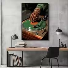 Affiche vinyle DJ noir hip-hop pour relooker un mur de chambre vide
