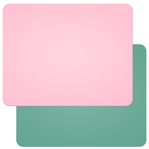 2 Stück Silikonmatte 50x40 cm,Silikonmatte für Epoxidharz, Bastelunterlage,Silikon Bastelmatte,Malunterlage Kinder, Mehrzweck Antihafte Rutschfeste Unterlage,Platzset,Tischmatte,Rosa+Dunkelgrün