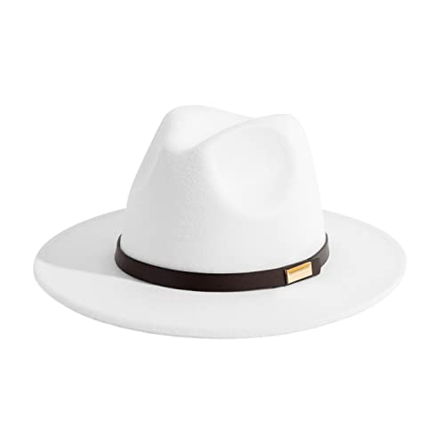 Image of Fedora Hats for Men Wide Brim Panama Hat with Classic Belt