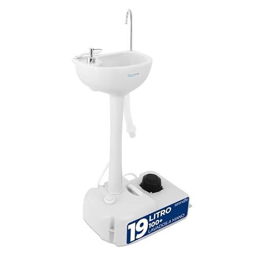 SereneLife lavamanos portatil, Lavabo, Camping, Fregadero, Dispensador de jabon, Porta toallas, Exteriores, Actividades al aire libre, Tanque de agua, Ruedas