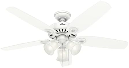 Hunter Fan Company 53236 Hunter Builder Plus Indoor Ceiling Fan with Lights and Pull Chain Control, 52", Snow White Finish