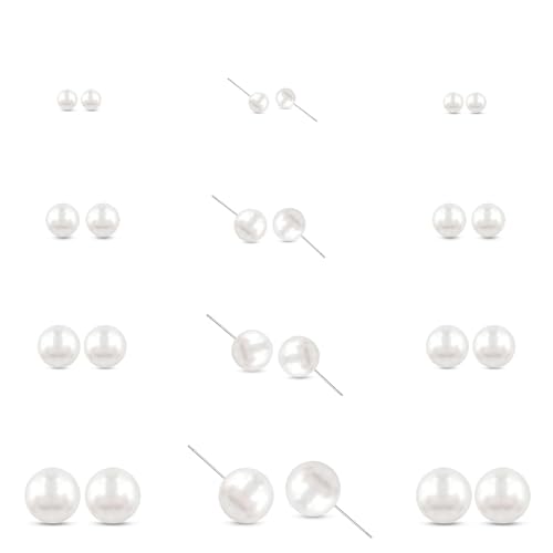12 Pairs of Pearl Stud Earrings for Women, Hypoallergenic, 4 Different Sizes, A Beautiful Stud Earrings Set Suitable for Wearing Multiple Ear Piercings, by YSFTYIYI - Used condition - US$3.81
