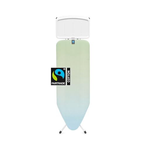 Image of Brabantia XL Comfort Ironing Board with Solid Steam Generator Rest | Large (Size C) | Fairtrade Soothing Sea Cover | Adjustable Height (27-38 inch), XL Rest, Easy Fold, Anti-Collapse Lock, Non-Slip Feet