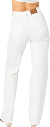 Judy Blue Women's High-Rise Braided Waistband White Wide Leg Jeans 88781 (US, Numeric, 24, Plus, Regular, White)4