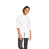 Premium Spa Uniform Urban Fusion Mandarin Collar Salon Tunic for Women, Two Pockets (White) X-Large