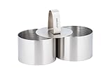 3 tlg. Speisering Set mit Stampfer Ø76 mm Dessertformen Dessertringe Bouletteforme Frikadelleforme Vorspeiseringe aus hochwertigem Edelstahl