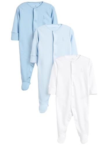 NEXT Bebés niño Pack de 3 pijamas tipo pelele de bebé Azul/Blanco 9 Meses