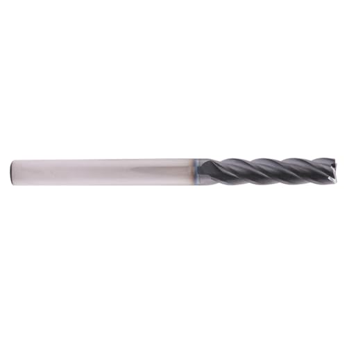 Image of 1 /4 inch 4 Flute Solid Carbide Long Square End Mill, 3 inch OAL, AlTiN Coated | 35 Helix, 1 /4 inch Cutting Dia, 1 /4 inch Shank Dia, 1-1 /8 inch LOC, for Milling Alloy Steel, Carbon Steel, Cast Iron, Copper