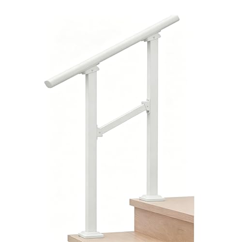 Hand Rails for Outdoor StepsStair Handrail & Indoor Stair Railing KitRailings for Outdoor Steps for Fence & Outdoor Steps (1 White-Straight 2 Step)