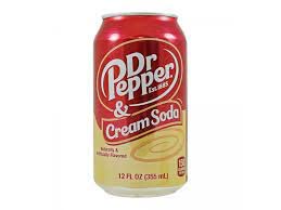 Dr. Pepper Cream Soda Cans,12 Oz, 18 Pack, In Snackur Safe Ship Box