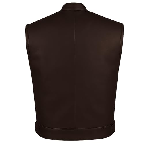 SOA Men's Leather Motorcycle Concealed Gun Pockets Biker Club Vest w/Armor