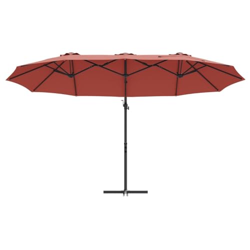 Sombrilla rectangular 372 x 198 x 243 cm de jardin con manivela y plegado 5