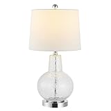 Safavieh Lighting Collection Atlas Clear Crackle Glass 24-inch Bedroom Living Room Home Office Desk Nightstand Table Lamp (LED Bulb Included)