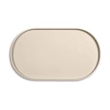 Napfunterlage Hund,BPA-Freie Silikonmatte mit Rand Gummi-Hundenapf Unterlage für Futter- und Wassernäpfe,Beige Oval Stilvolle Minimalistische Haustiermatte,44L*27B*1H cm Hält Zwei Hundenäpfe