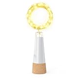 KOBWA 4 PCS Wine Bottle Cork Lights, USB Powered Rechargeable Copper String Lights - 59Inch 15 LEDs for Bottle DIY, Wedding, Halloween, Christmas, Party Decor (White)