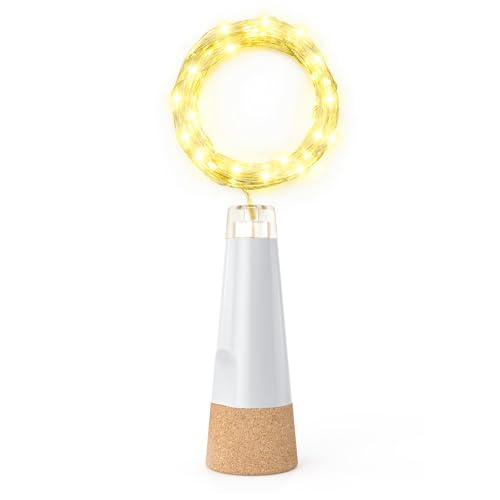 KOBWA Wine Bottle Lights with Cork, USB Rechargeable Small LED Fairy Lights for Bottles 2024 Upgraded DIY Bottle Light for Party Christmas Decorations