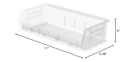 Image of Akro-Mils 30232 AkroBins Plastic Storage Bins, Space-Saving Stackable Bins for Garage, Pantry, Craft Organization, 5-Inch x 11-Inch x 3-Inch, Clear, 8-Pack