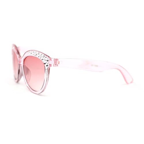 SA106 Girls Child Size Engraved Bling Foil Plastic Round Horn Rim Sunglasses3